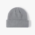 Winter warm thick double-layer ribbed knit ear-protection beanie hat in neutral grey - Blue Gray