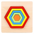 Colorful hexagonal wooden nesting puzzle with five bright layers for early childhood learning - Shape Puzzle-Hexagon (JM几何形状-六边形)