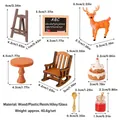 Set de 8 muebles en miniatura para casa de muñecas con caballete y silla mecedora - Combinación de Pizarra ABC / Juego de 8 piezas