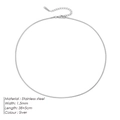 Elegante 1,5 mm silberne Edelstahl-Rundschlangenkette Halskette Variante für Damen - 1.5mm x 38+5cm / Silber