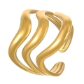 Adjustable golden minimalist open ring featuring a three-layer wavy texture design - 18K Gold Plated Large Wave