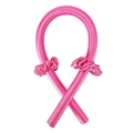 Pink satin heatless hair curler set with EVA foam rod and two matching scrunchies - Curler + 2 Scrunchies / Reddish