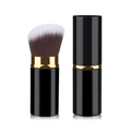 Portable retractable makeup brush in black and gold with dual-tone soft bristles - Large Slanted Head / Black