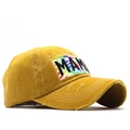 Vintage ginger washed cotton MAMA rainbow patch baseball cap with distressed brim - Adjustable / Ginger Yellow