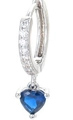 Silver heart earrings with blue crystal pendant and zircon stones on white background - Platinum Plated - Blue Zirconia