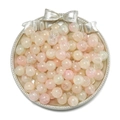 Lustrous light pink and milky white round glass beads displayed in a silver bowl - 50Pcs/10mm / Gilded Floral Bead - Pink Yellow
