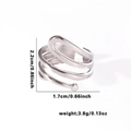 Three-layer silver titanium steel spiral ring with oval fishtail design for women - TYR0503 / Silver Three-layer Wrap
