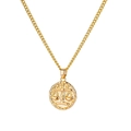 Polished 18K gold-plated zodiac necklace featuring an embossed Libra coin pendant - Libra (YSN860GL-TC)