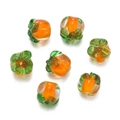 Handmade persimmon glass bead in orange and green for DIY jewelry making - Glass Pendant-Persimmon