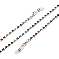 Fashionable anti-slip eyewear chain with colorful rhinestones and silver metal links - Silver