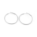 Grandi orecchini a cerchio in argento con sottile trama a righe e finitura lucida - Argento Lucidato (40*2mm)