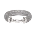 Detailed close-up of a silver mesh bracelet featuring a secure fold-over metal clasp - YS787 16mm Steel Color Bracelet