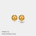 Minimalist 5mm golden ball stud earrings made of polished stainless steel for women - 5mm / Gold