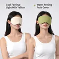 Dual-sided ice silk sleep mask in light yellow and green with adjustable elastic strap - Warm Fruit Green / Cool Pale Cream Yellow