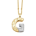 Collier avec pendentif lettre G bicolore or et argent serti de cristaux brillants - Lettre G