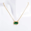 Collana placcata oro 18K stile ins con ciondolo rettangolare in smeraldo verde - Collana di Smeraldo