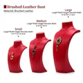 Portrait jewelry display bust in red brushed leather for necklace showcase - L-Shape Red - Small 3-Piece Set / 12.5*23cm