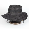 Outdoor black camo sun hat with breathable mesh panel and adjustable chin strap - One Size(Adjustable) / Black (Black Camouflage)
