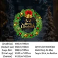Christmas wreath static window decal with gold bells and green pine for festive glass decor - SDUV-336 [Static Glue-Free] / Small (40*45CM)