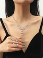 Sparkling silver snowflake necklace and drop earrings set for women jewelry styling - Snowflake Branch Shape Set (DTN14026235S)