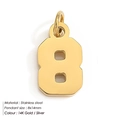 Golden number 8 pendant made of stainless steel with 14K gold finish for DIY jewelry - Number 8