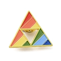 Broche triangle géométrique en émail arc-en-ciel avec cadre doré pour vêtement - Triangle Géométrique Coloré