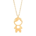 Polierte goldene Halskette mit einem kreativen hohlen Jungen-Anhänger an feiner Kette - Gold Hohler Junge Stil (KN226799-Z)