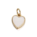 Close-up of heart charm pendant with gold frame and white inlay for jewelry making - White Enamel Gold Heart Pendant