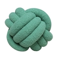 Handcrafted knotted ball pillow made of soft green sherpa fleece fabric for home decor - Sage Green