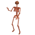 Halloween pumpkin skeleton figure with posable joints and terracotta orange finish - Large Pumpkin Head Skeleton