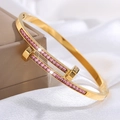 【150-1】double Hammer Pink Diamond Bangle