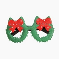 Christmas party glasses frame with green glitter wreath and red polka dot bow decoration - SDYJ-5-1 Green Wreath Bow