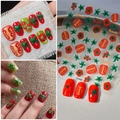 Autocollants 3D pour ongles motif tomate et kit de faux ongles thème fruits avec feuilles - Style de Relief 3D Tranche de Fruit Rouge Tomate (CO-442)