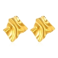 Orecchini vintage in acciaio inossidabile placcato oro 18K con design a onde - Quadrato Irregolare Oro