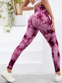 Legging de yoga tie-dye sans couture à taille haute violet foncé pour fitness et course - Tie-dye Rose Foncé