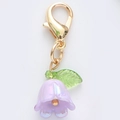 Zinc alloy bell orchid keychain pendant with light purple flower and green leaf - Purple Green Leaf-Purple Lily of the Valley