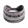 Graues Boho-Yoga-Stirnband mit ethnischem Paisleymuster für Damen, elastisch - Grau Geometrisch Ethnisch(#183)