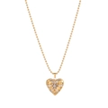 Two-tone heart-shaped hollow pendant necklace in gold and silver finish with ball chain - Gold Silver Hollow Heart Ball Chain