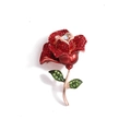 Broche rose élégante avec strass rouges et verts sertis dans un alliage doré - Style 6 (Rose avec strass pavés)