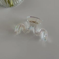 Iridescent wavy shark hair claw clip with colorful transparent resin finish for women - Iridescent Wave