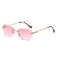 Gafas de sol cuadradas sin montura con lentes degradadas rosa y patillas con diamantes - Montura Dorada Rosa Degradado C2