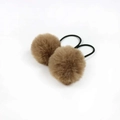 Paire de chouchous à pompons marrons pour filles avec élastiques noirs haute résistance - Kaki