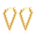 Pendientes de triángulo en acero inoxidable chapado en oro de 18K con cuentas doradas - Dorado