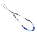 Evil eye phone charm with blue clay beads, crystal glass, and LOVE letter accents - YR2711-Blue LOVE Evil Eye