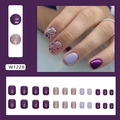 Short aurora purple press-on nails set with glitter and cat-eye finish 24pcs W1228 - W1228 Shimmer Purple (Glue Style)