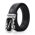 Cintura uomo in vera pelle con fibbia automatica da lavoro e decoro leopardo metallico chic. - Stile 6 Logo Auto Leopardo Argento