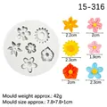 Daisy rose flower silicone mold with 6 cavities for DIY fondant and resin crafts - 2# (15-316) / Gray