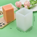 Rectangle pillar candle silicone mold with vertical stripe texture and finished orange wax - Striped Rectangular Style (3)