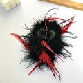 Ostrich feather hair claw clip in elegant black and red variant for women's hair styling - 13CM Black & Red Feather Claw Clip