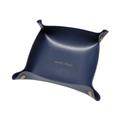 Dark blue PU leather organizer tray with brass snap buttons in a minimalist design - Dark Blue